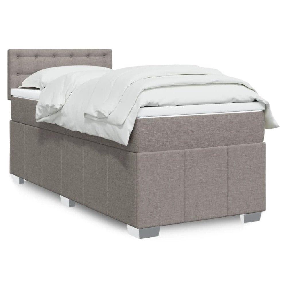 vidaXL Ramsäng med madrass taupe 90x190 cm tyg