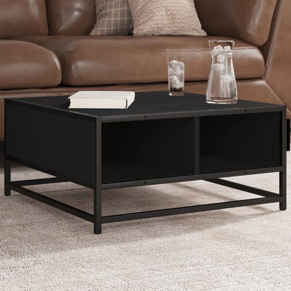 vidaXL Soffbord svart 60,5x60,5x30 cm konstruerat trä och metall