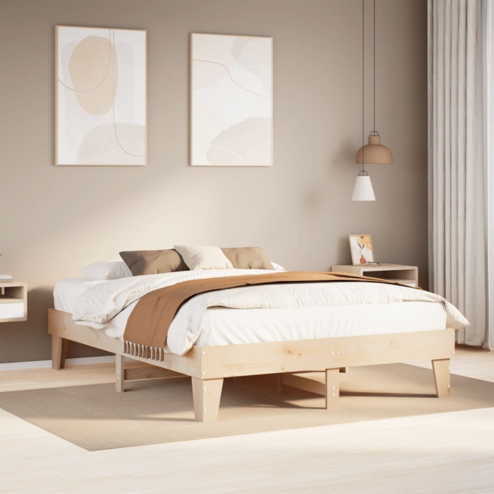 vidaXL Sängram utan madrass 140x200 cm massiv furu