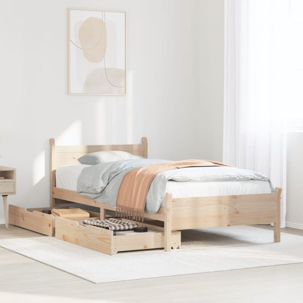 vidaXL Sängram utan madrass 90x200 cm massiv furu