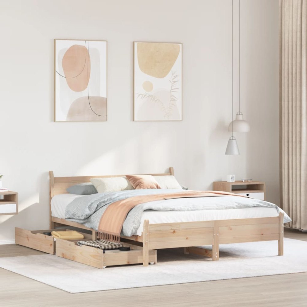 vidaXL Sängram utan madrass 140x200 cm massiv furu