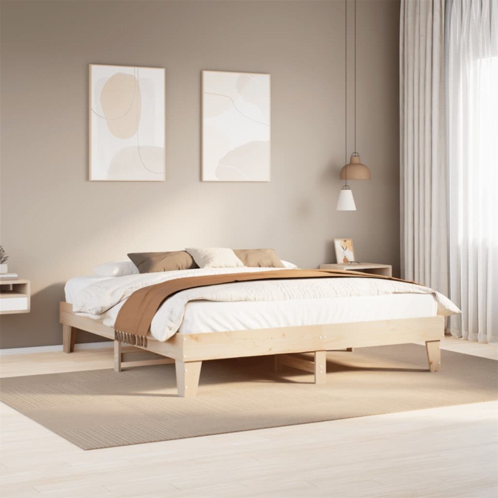 vidaXL Sängram utan madrass 200x200 cm massiv furu