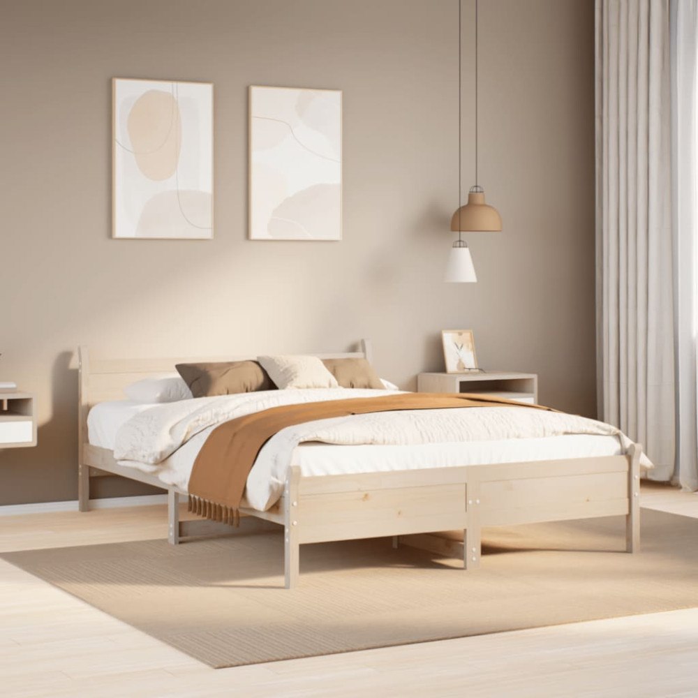 vidaXL Sängram utan madrass 140x190 cm massiv furu