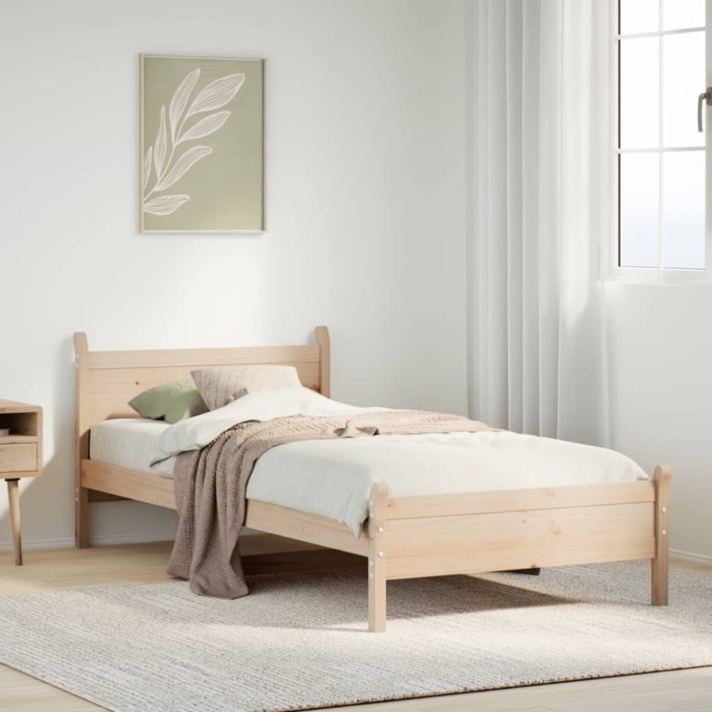 vidaXL Sängram utan madrass 75x190 cm massiv furu