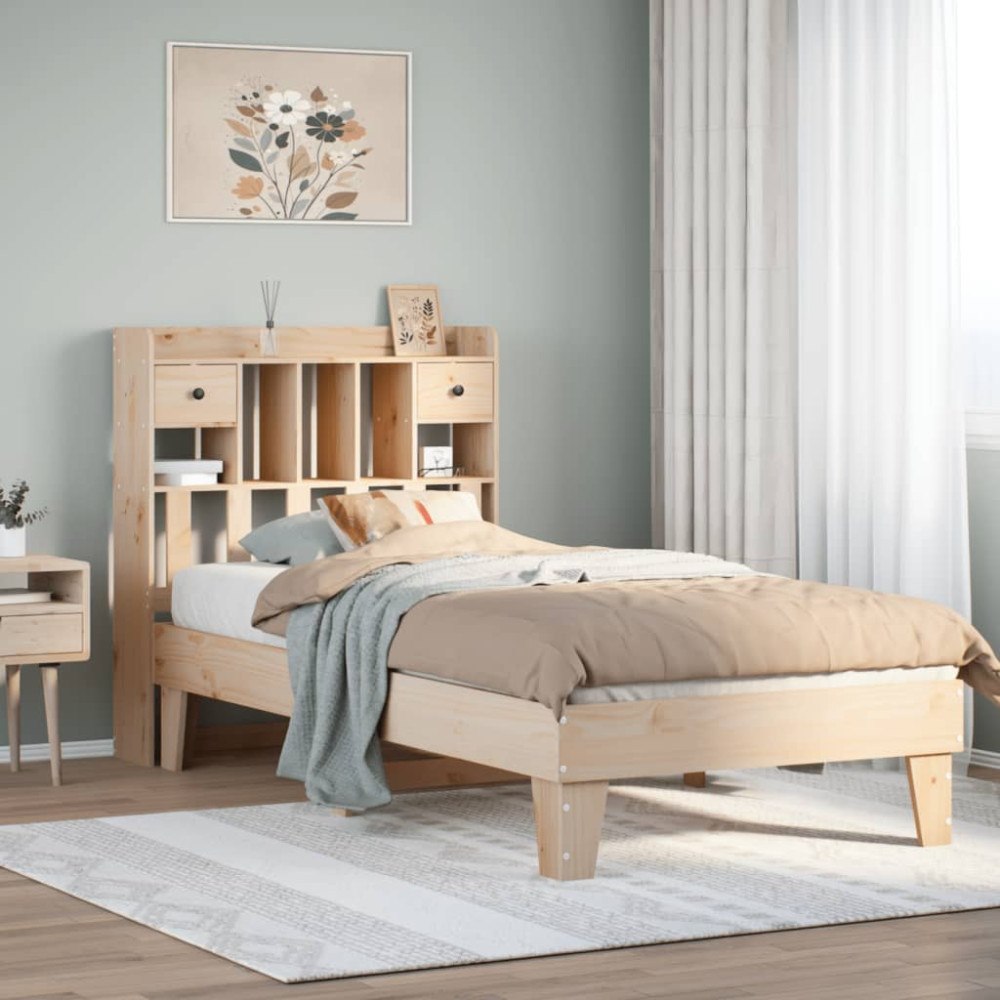 vidaXL Sängram utan madrass 100x200 cm massiv furu