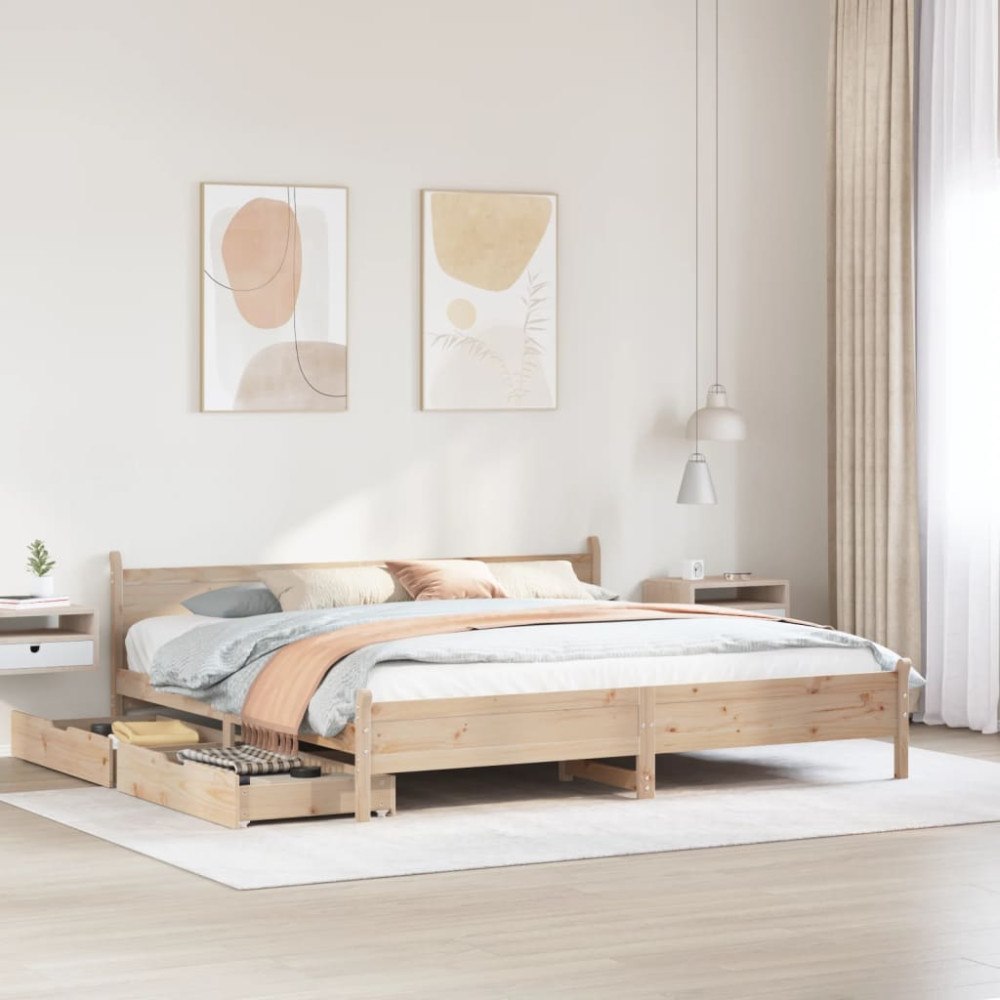 vidaXL Sängram utan madrass 180x200 cm massiv furu
