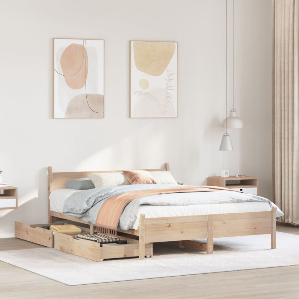 vidaXL Sängram utan madrass 140x190 cm massiv furu