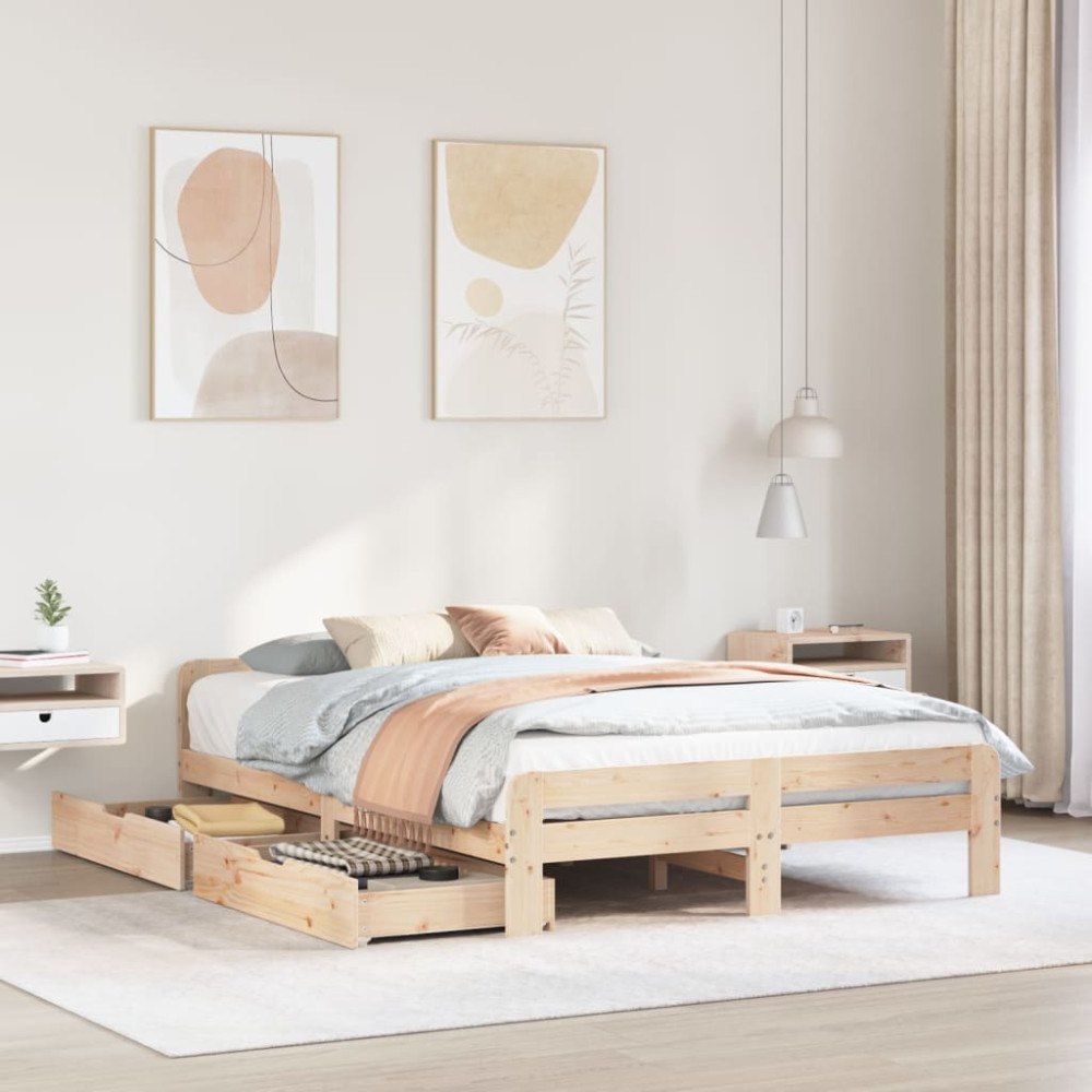 vidaXL Sängram utan madrass 150x200 cm massiv furu