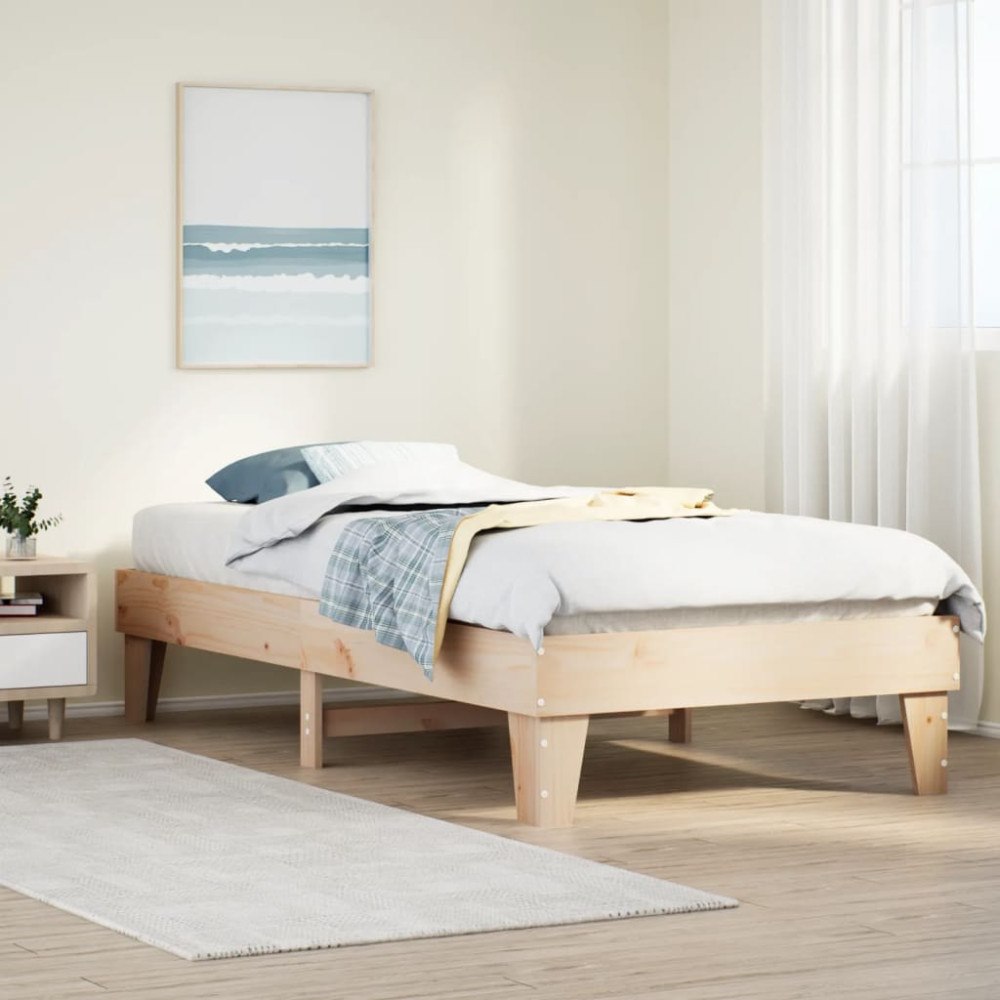 vidaXL Sängram utan madrass 100x200 cm massiv furu