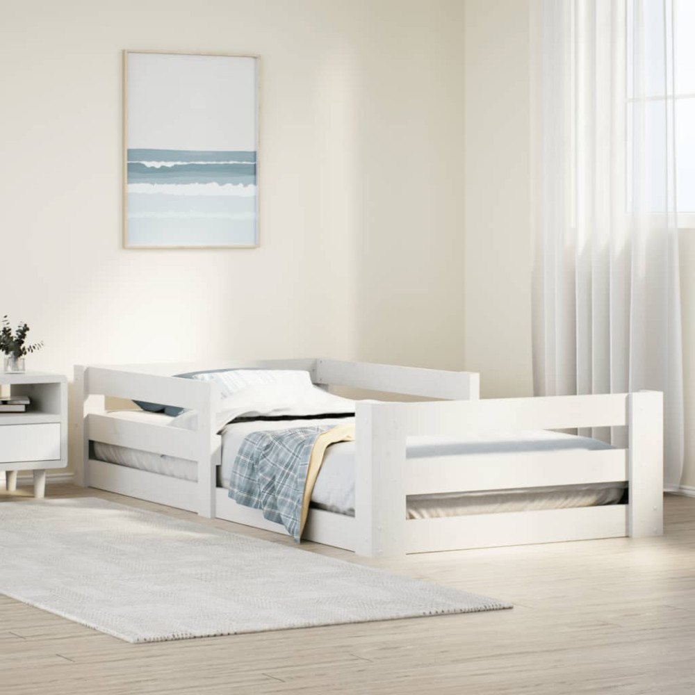 vidaXL Sängram utan madrass vit 80x160 cm massiv furu