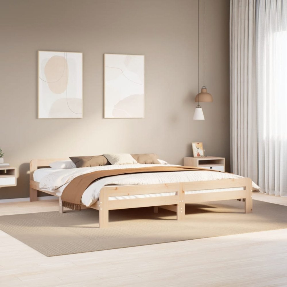vidaXL Sängram utan madrass 200x200 cm massiv furu