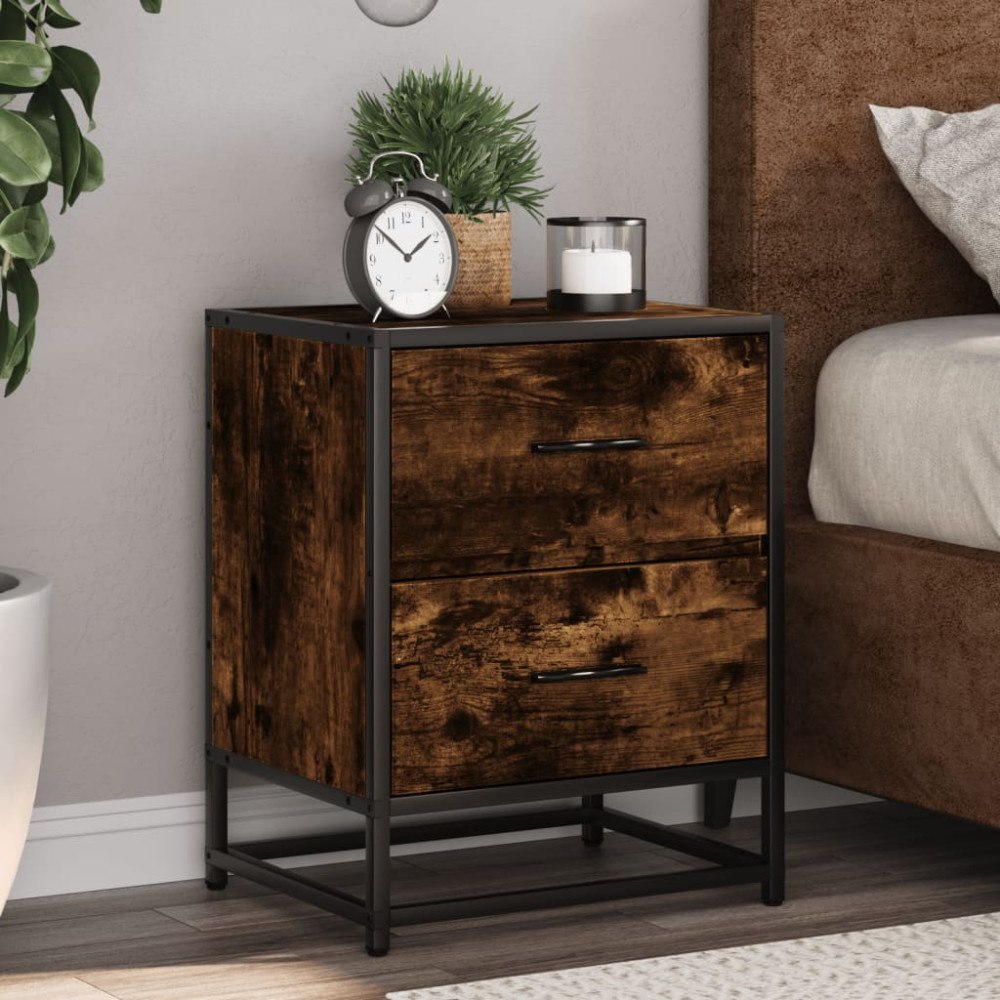 vidaXL Sängbord rökfärgad ek 40x31x50 cm konstruerat trä
