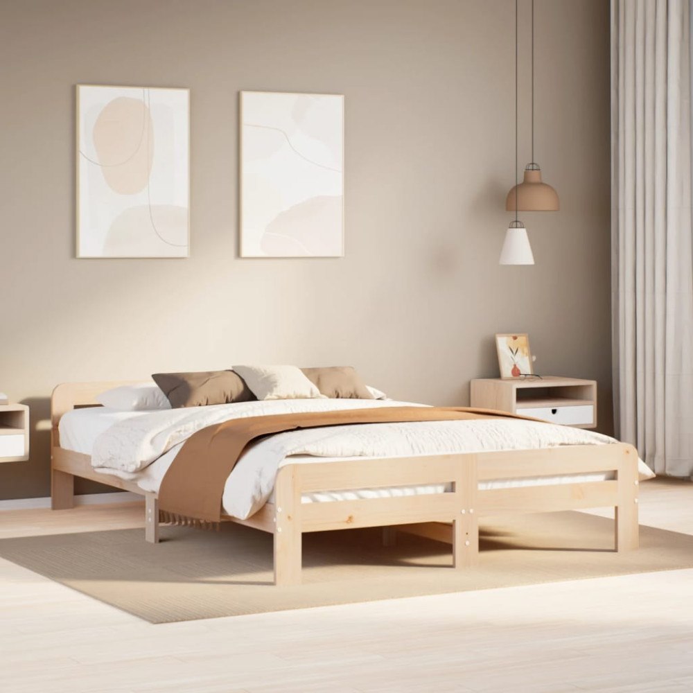 vidaXL Sängram utan madrass 150x200 cm massiv furu