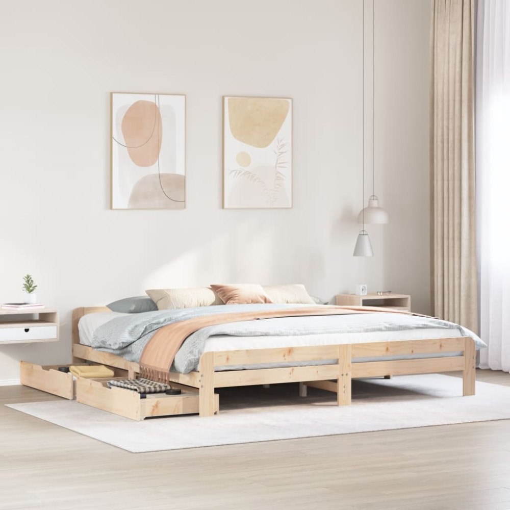 vidaXL Sängram utan madrass 200x200 cm massiv furu