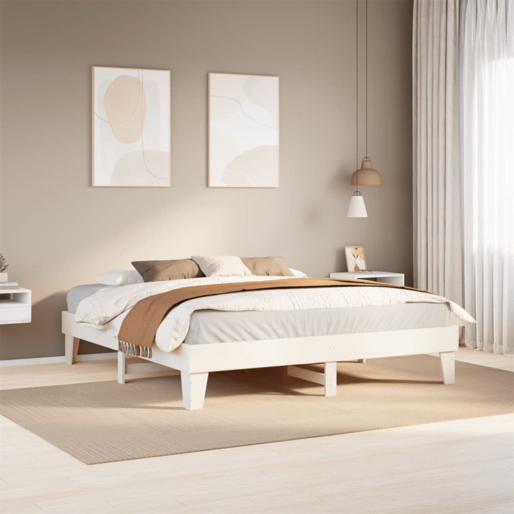 vidaXL Sängram utan madrass vit 180x200 cm massiv furu