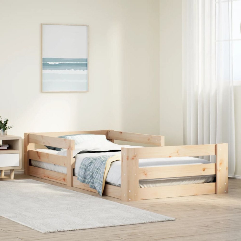 vidaXL Sängram utan madrass 75x190 cm massiv furu