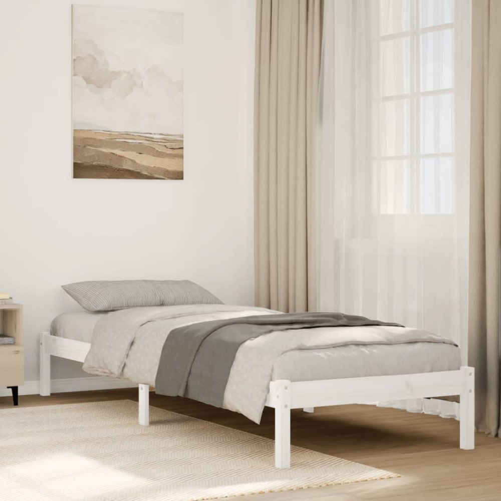 vidaXL Sängram utan madrass extra lång vit 100x210 cm massiv furu