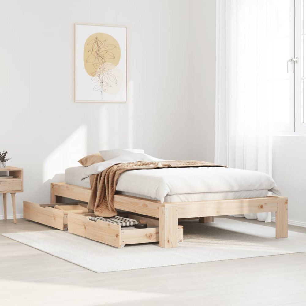 vidaXL Sängram utan madrass 100x200 cm massiv furu