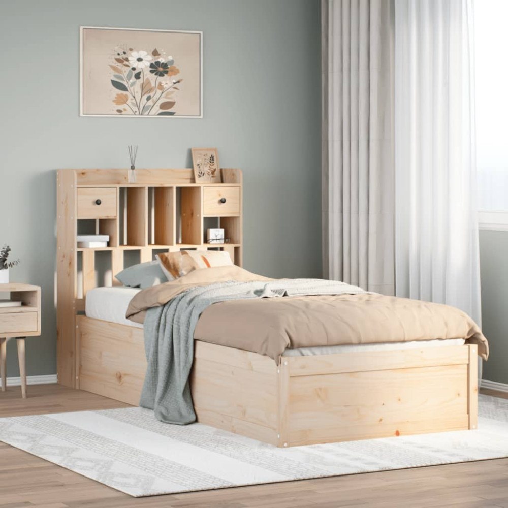 vidaXL Sängram utan madrass 75x190 cm massiv furu