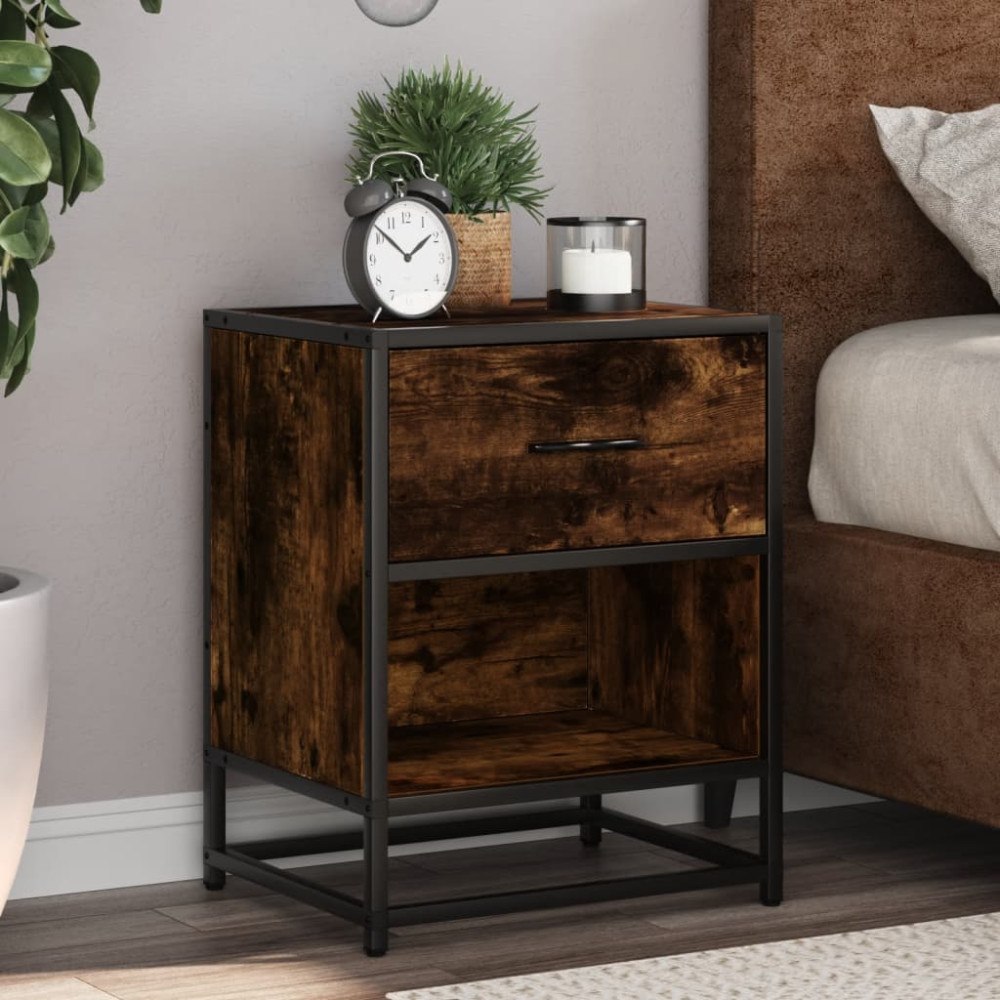 vidaXL Sängbord 2 st rökfärgad ek 40x31x50 cm konstruerat trä