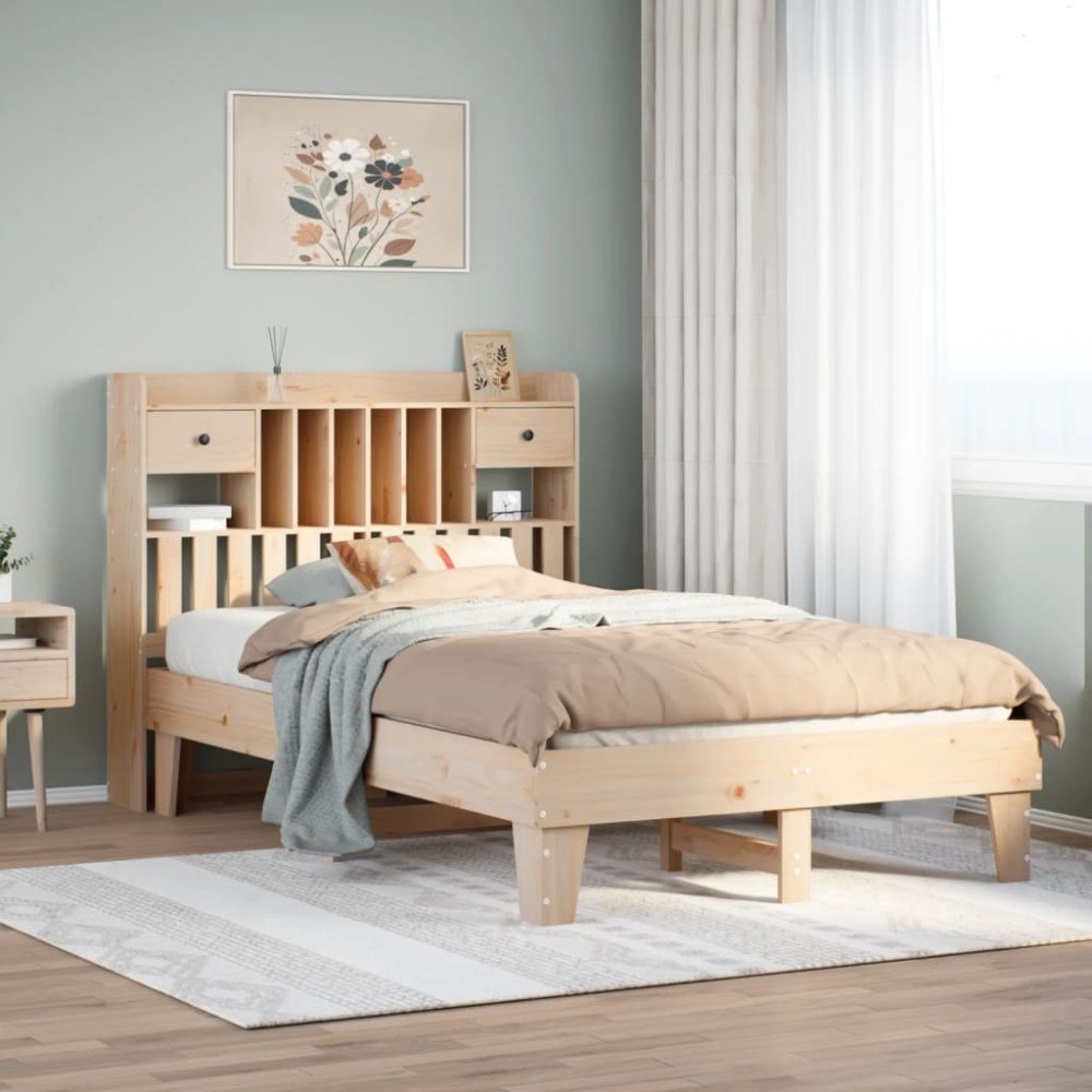 vidaXL Sängram utan madrass 135x190 cm massiv furu