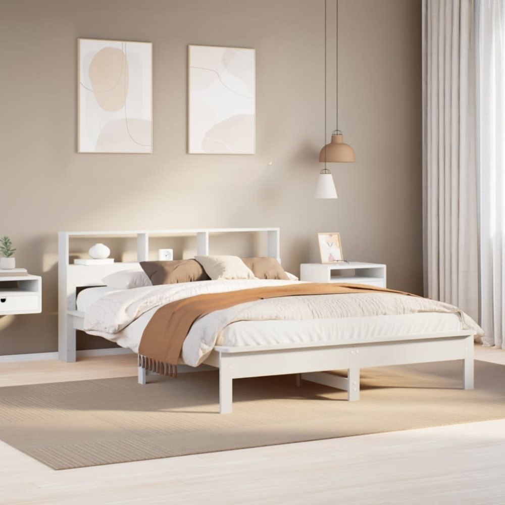 vidaXL Sängram utan madrass vit 140x200 cm massiv furu