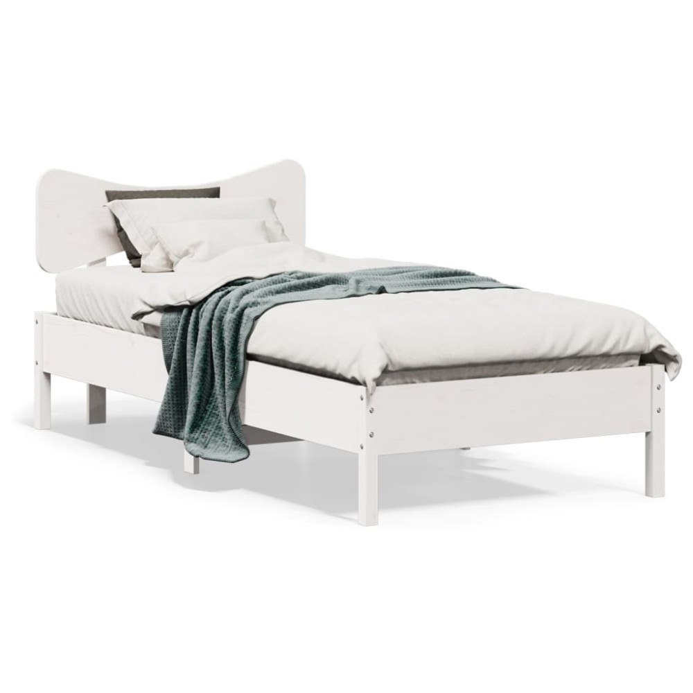 vidaXL Sängram utan madrass vit 100x200 cm massiv furu