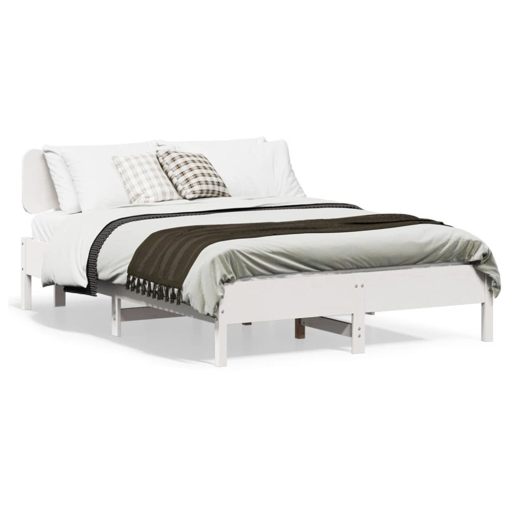 vidaXL Sängram utan madrass vit 140x190 cm massiv furu