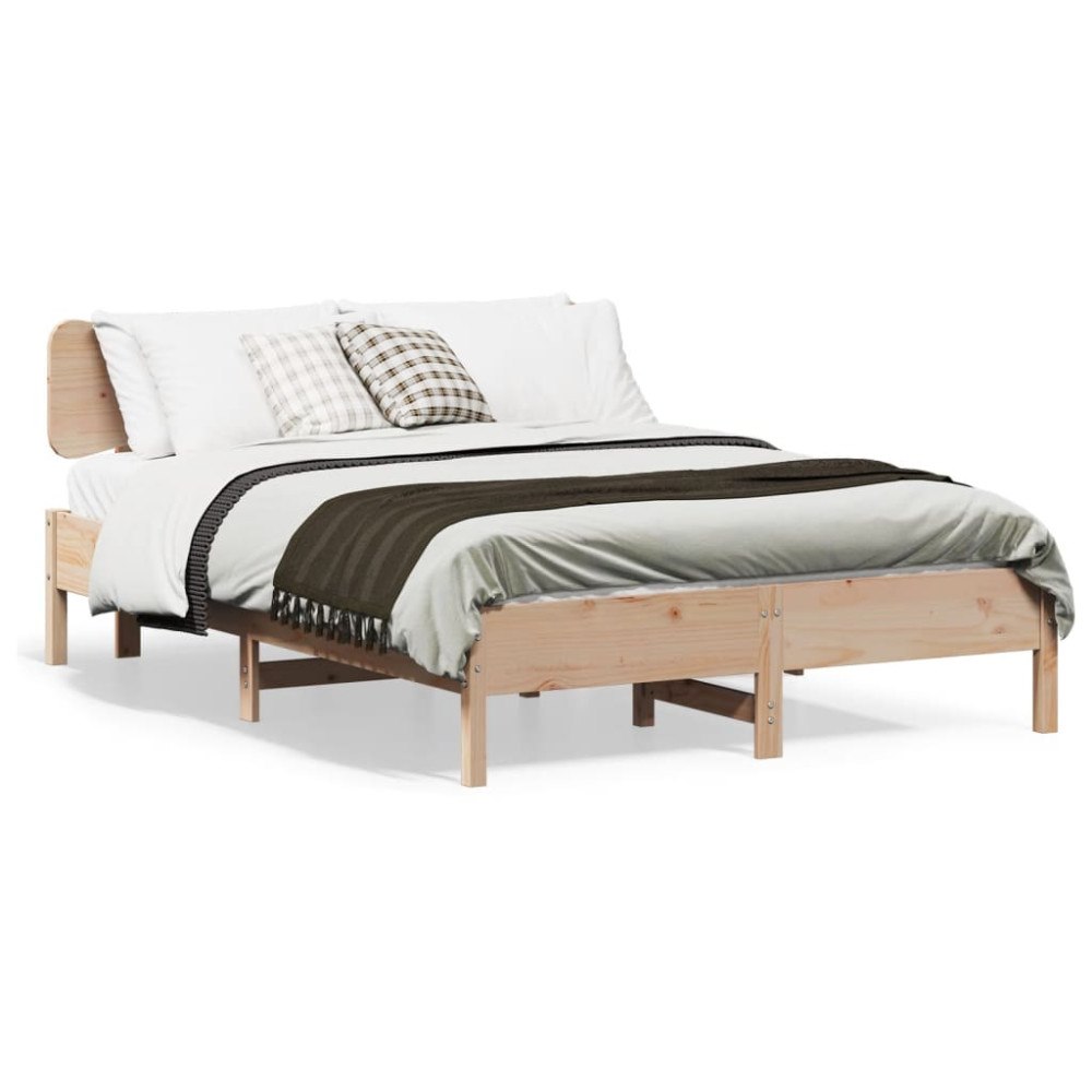 vidaXL Sängram utan madrass 135x190 cm massiv furu