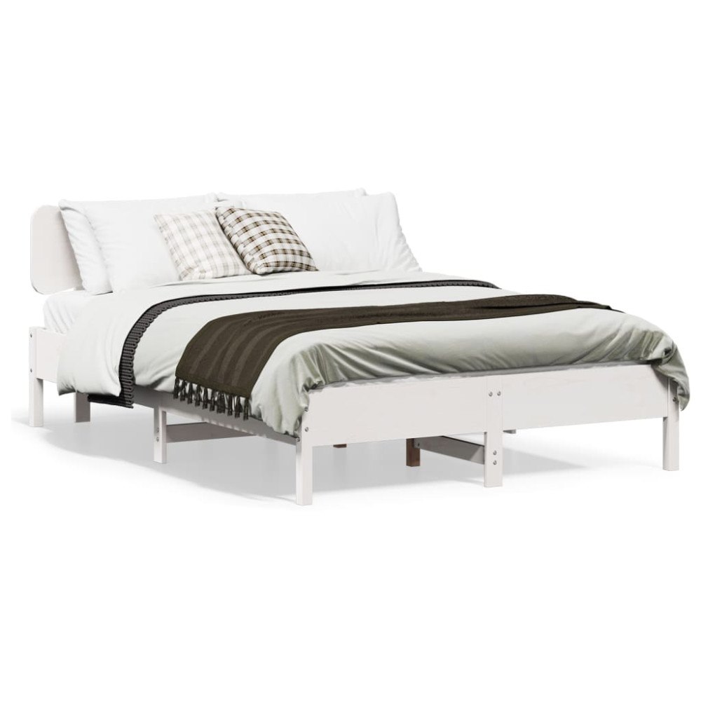 vidaXL Sängram utan madrass vit 120x190 cm massiv furu