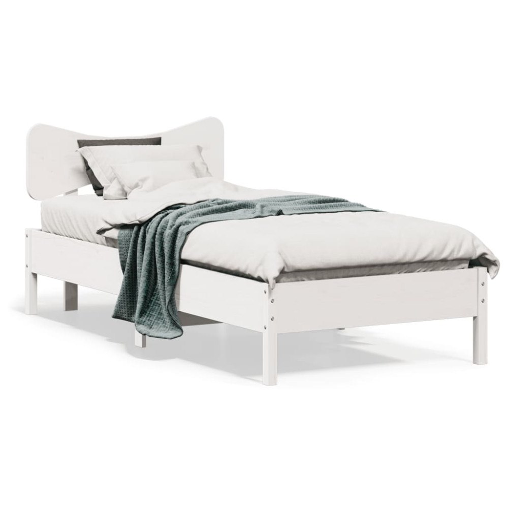 vidaXL Sängram utan madrass vit 75x190 cm massiv furu
