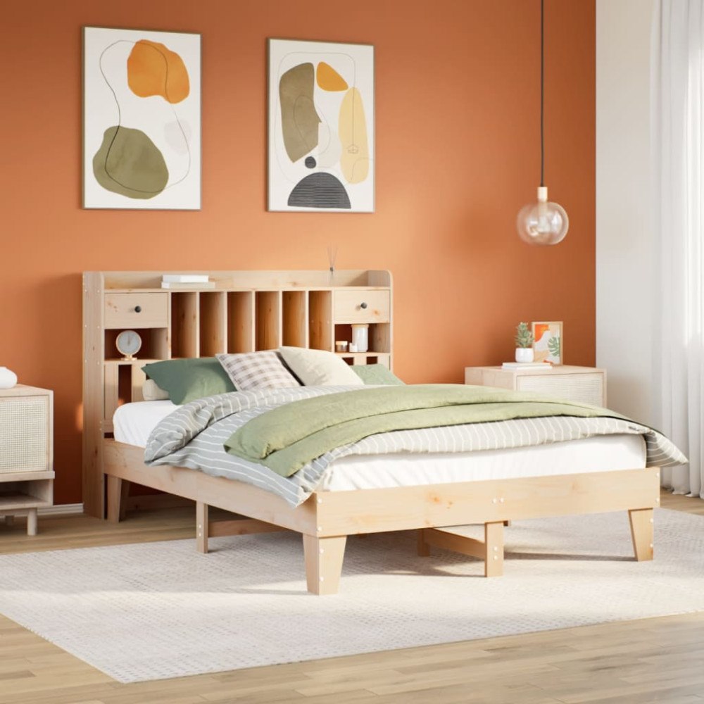 vidaXL Sängram utan madrass 140x200 cm massiv furu