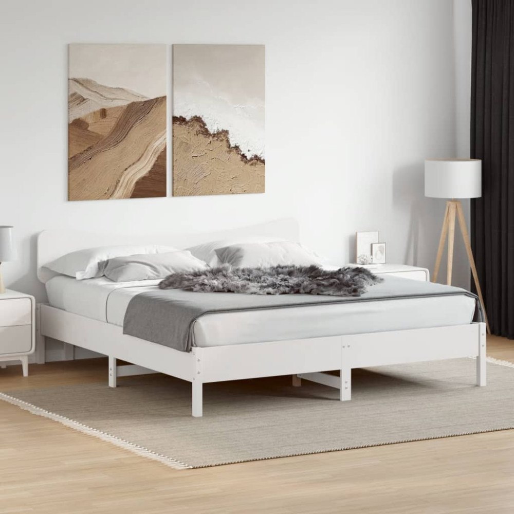 vidaXL Sängram utan madrass vit 200x200 cm massiv furu