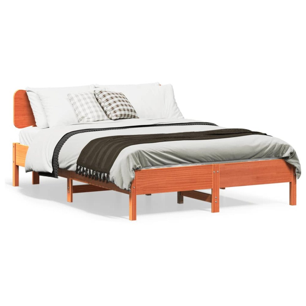 vidaXL Sängram utan madrass vaxbrun 120x200 cm massiv furu
