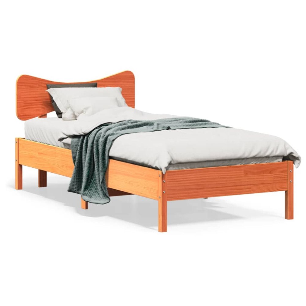 vidaXL Sängram utan madrass vaxbrun 100x200 cm massiv furu