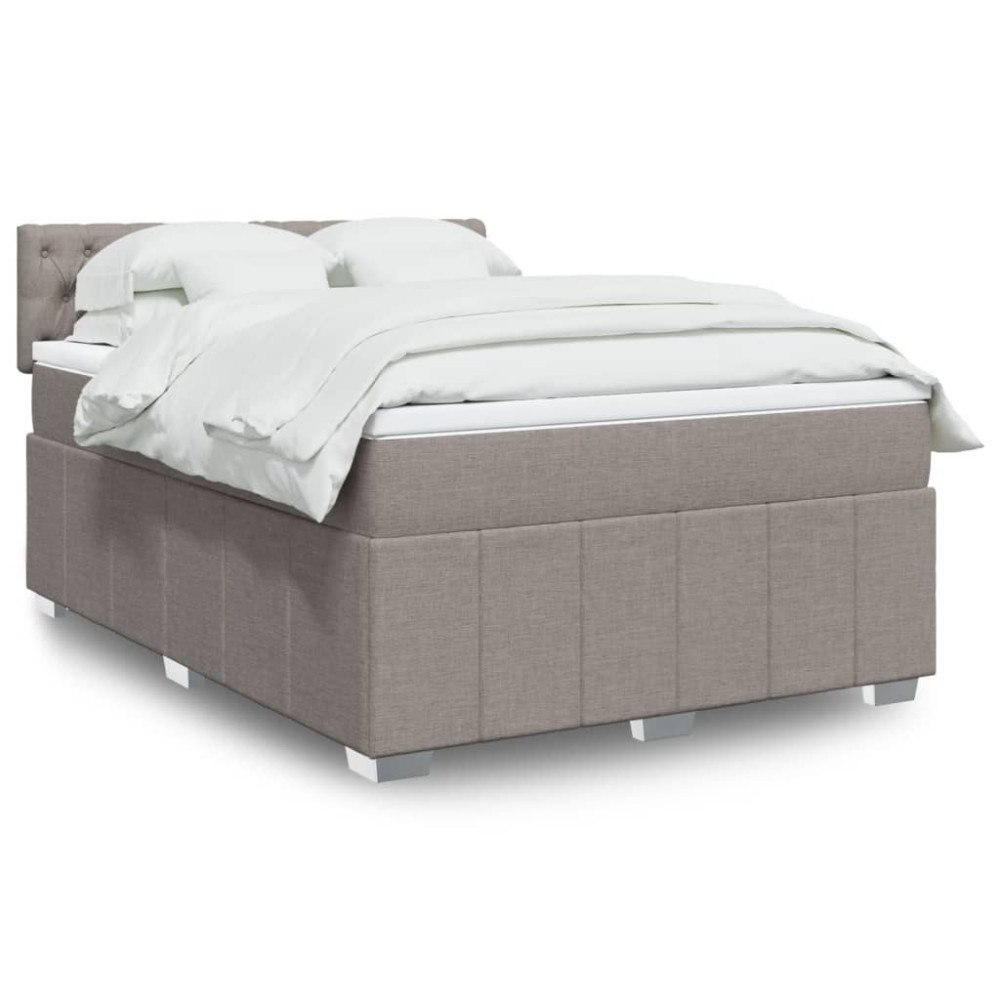 vidaXL Ramsäng med madrass taupe 160x200 cm tyg