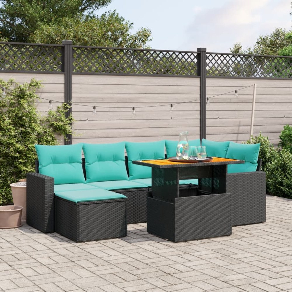 vidaXL Loungegrupp för trädgården m. dynor 11 delar beige konstrotting