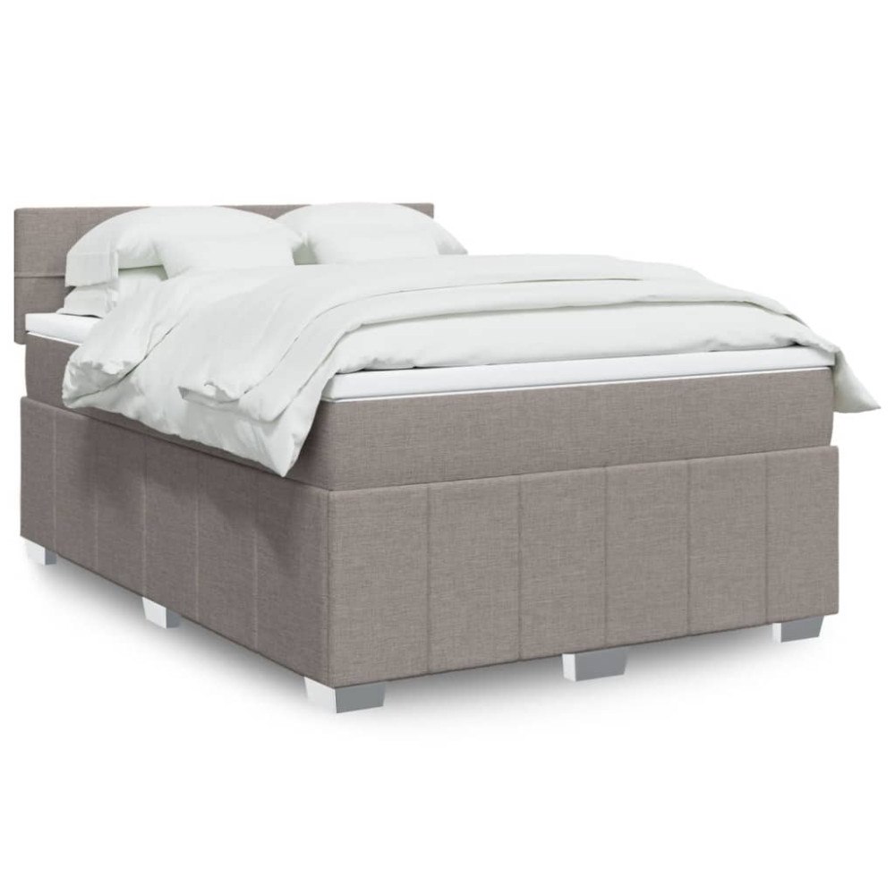 vidaXL Ramsäng med madrass taupe 160x200 cm tyg