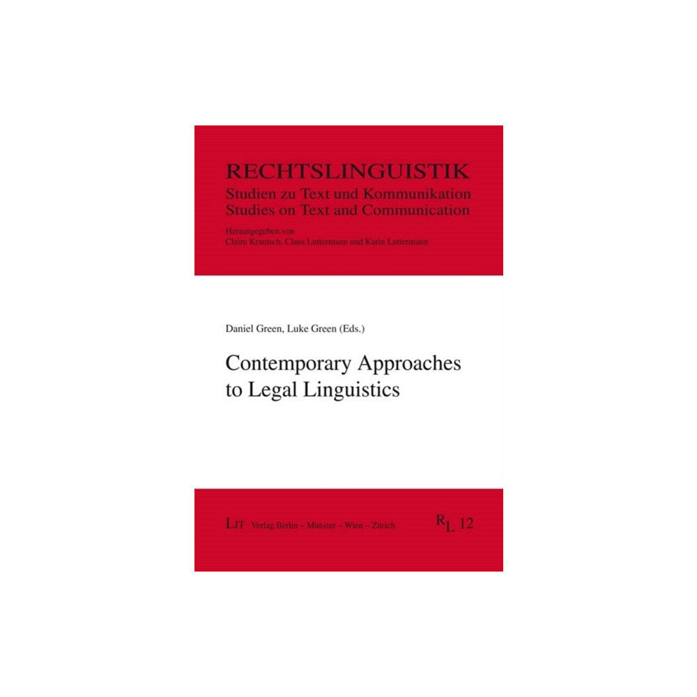 Lit Verlag Contemporary Approaches to Legal Linguistics (häftad, eng)