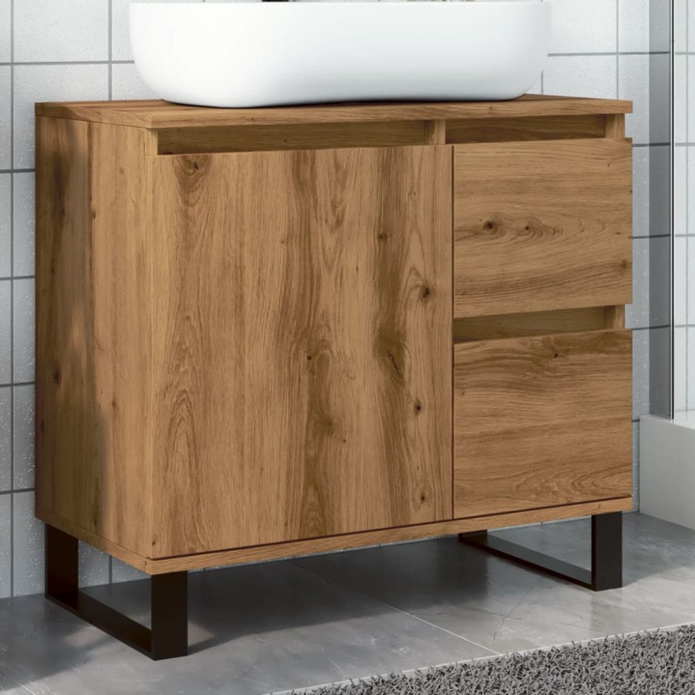 vidaXL Tvättställsskåp artisan ek 65x33x60 cm konstruerat trä