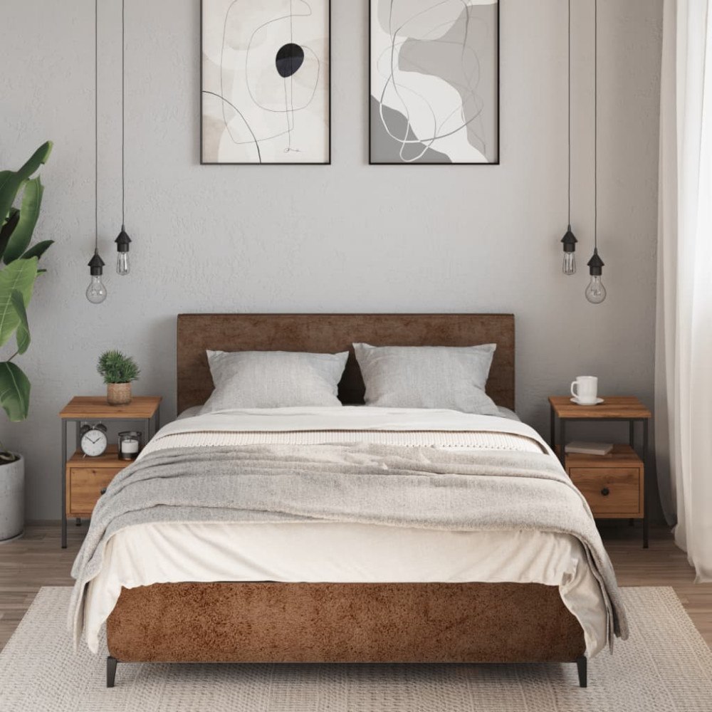 vidaXL Sängbord 2 st ek 34x36x50 cm konstruerat trä
