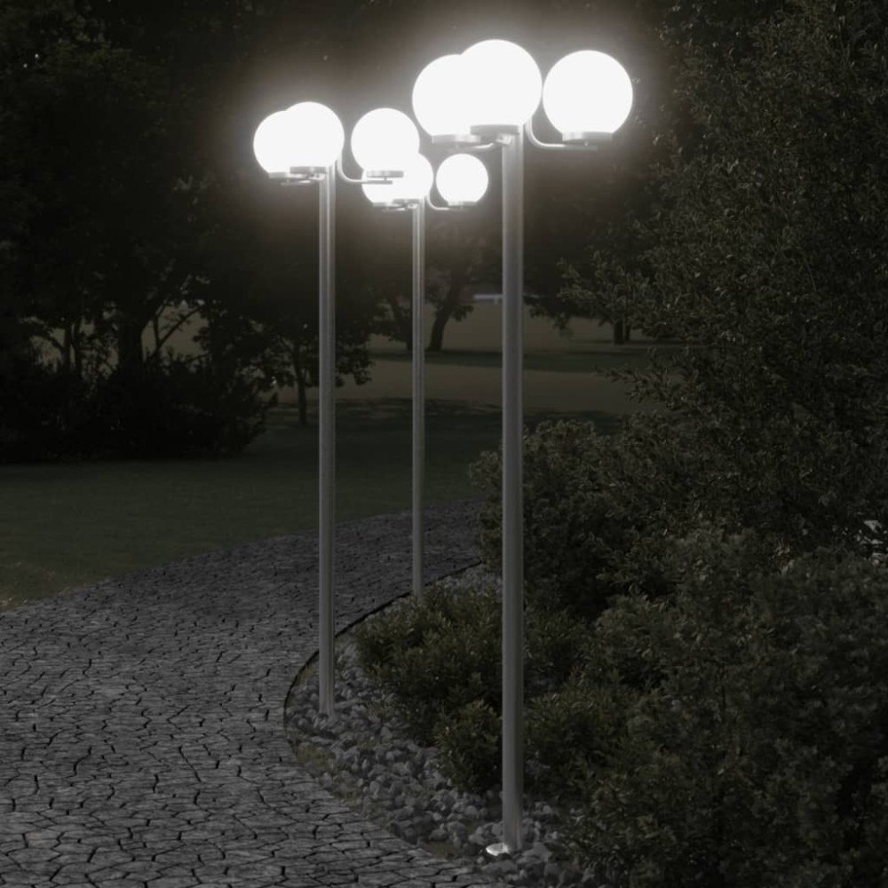vidaXL Utomhusgolvlampor 2 st silver 215 cm rostfritt stål