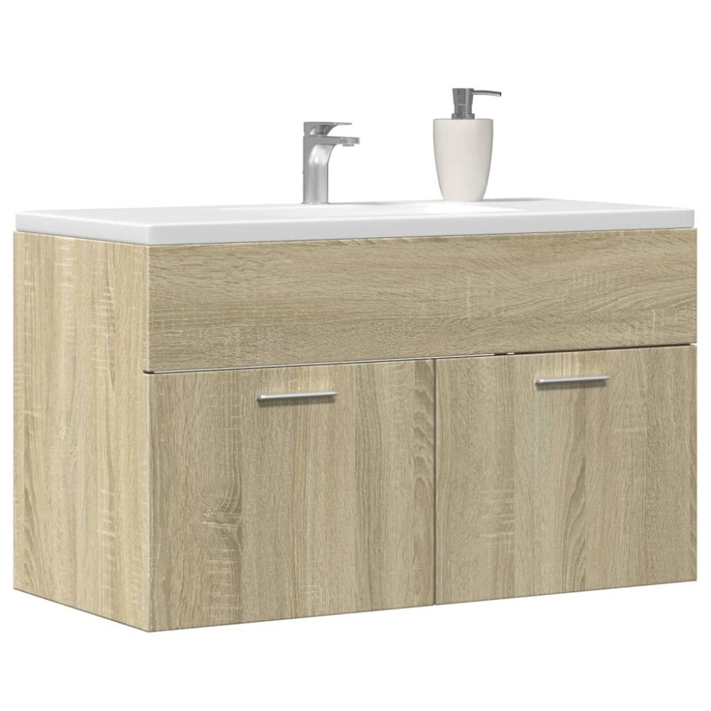 vidaXL Tvättställsskåp sonoma-ek 90x38,5x46 cm konstruerat trä