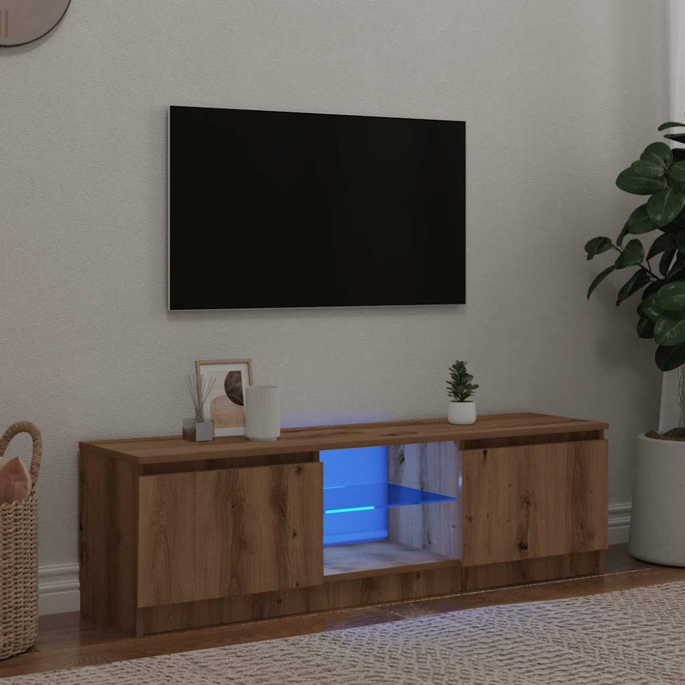 vidaXL TV-bänk med LED-lampor artisan ek 140x40x36cm konstruerat trä