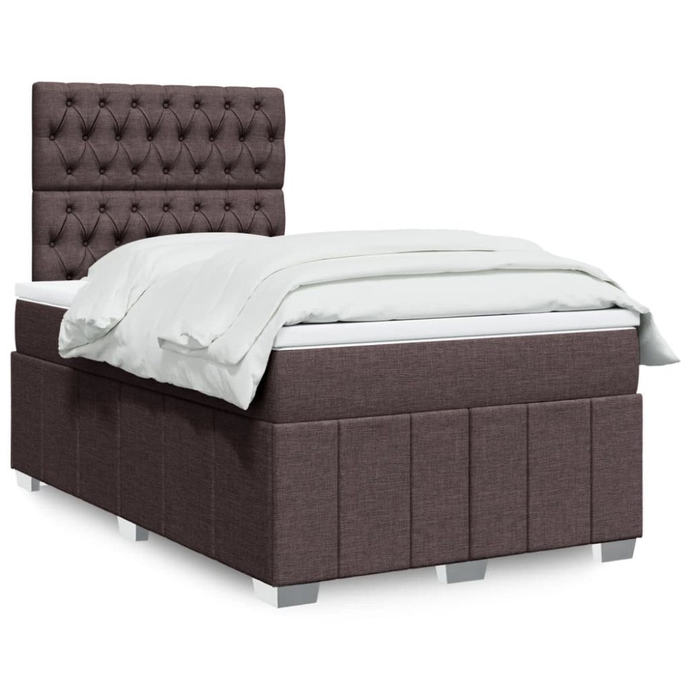 vidaXL Ramsäng med madrass mörkbrun 120x190 cm tyg