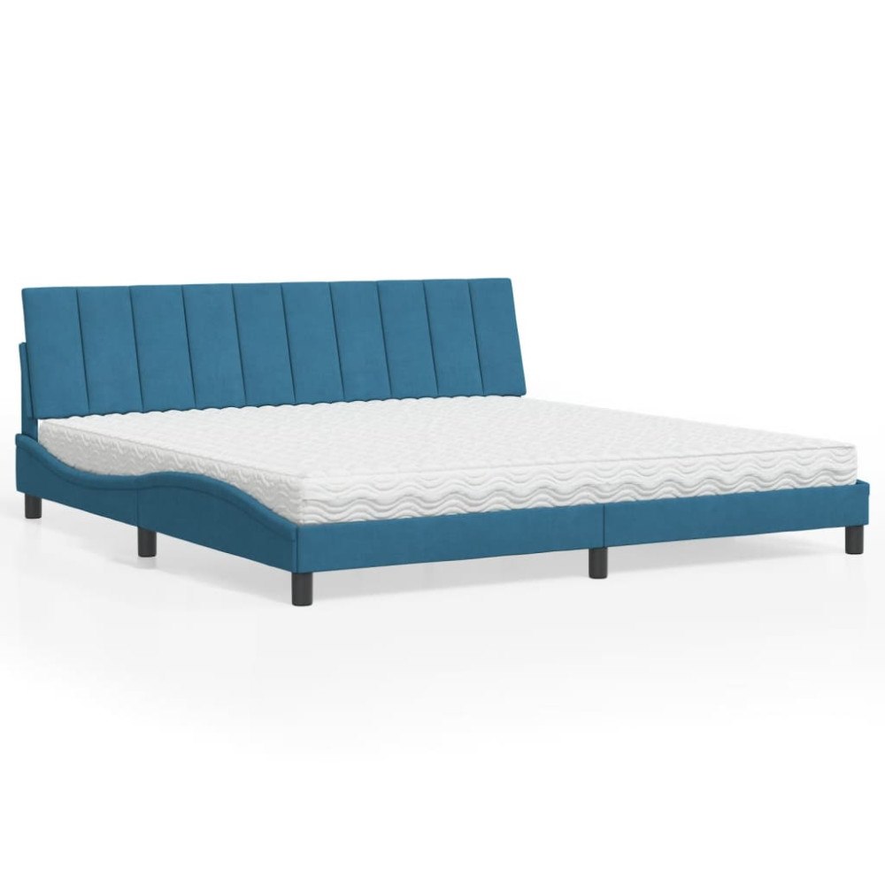 vidaXL Bed with Mattress "Hanko" Blue 200x200 cm Velvet