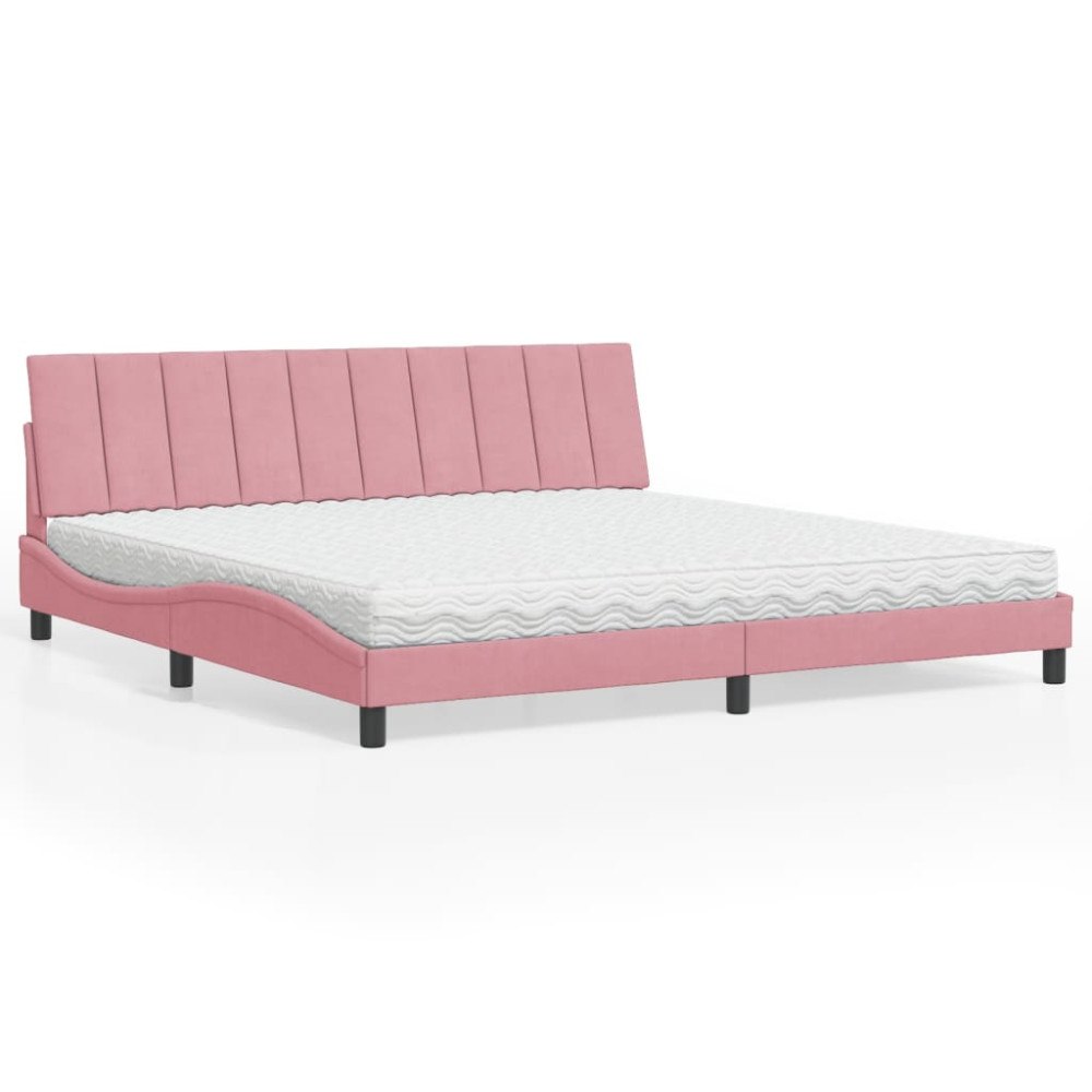 vidaXL Bed with Mattress "Hanko" Pink 200x200 cm Velvet