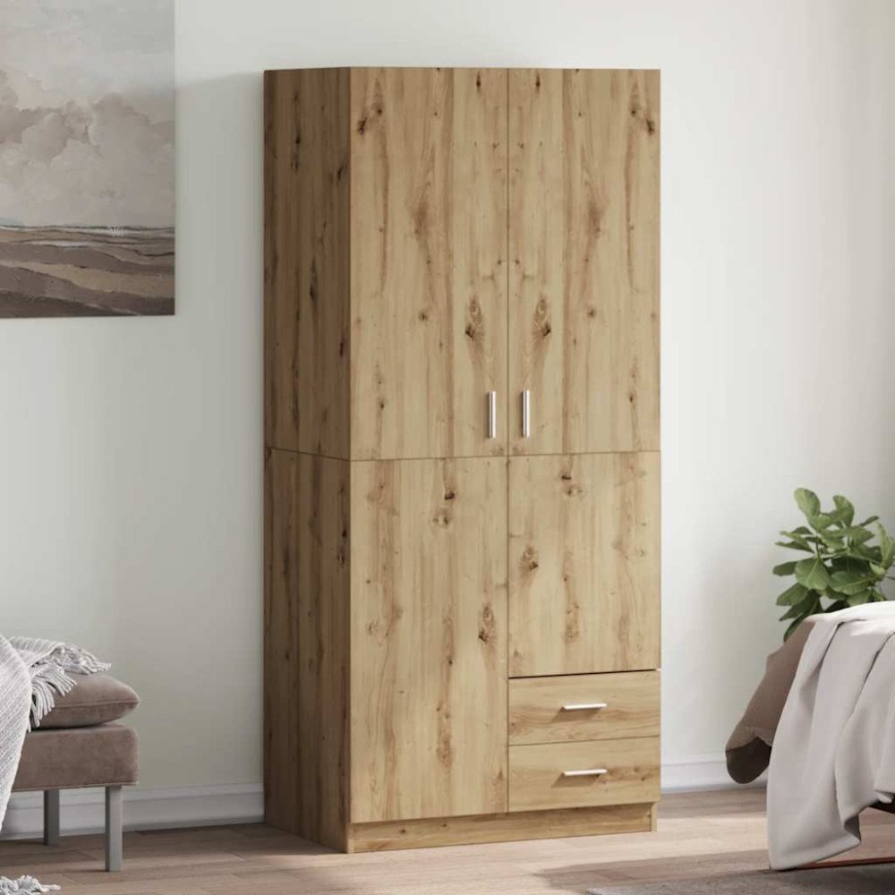 vidaXL Garderob hantverksmässig ek 80x52x180 cm konstruerat trä
