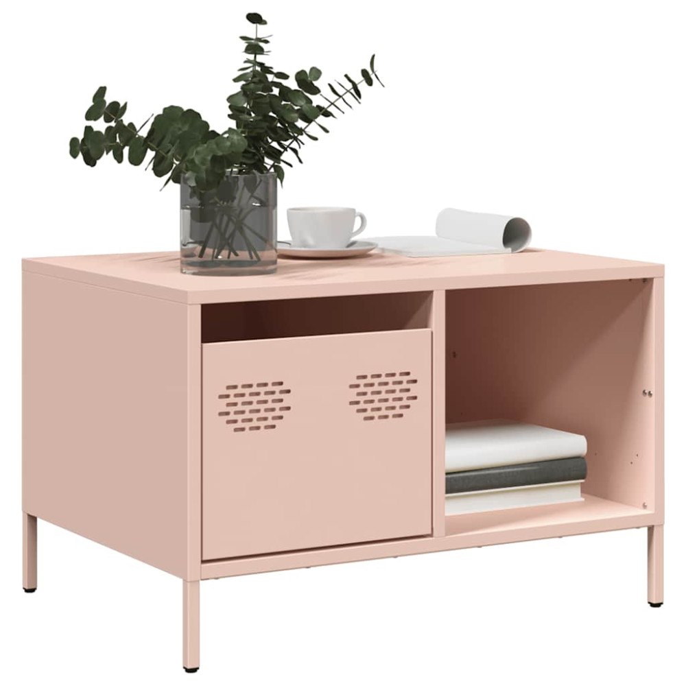 vidaXL Soffbord rosa 68,5x50x43,5 cm kallvalsat stål