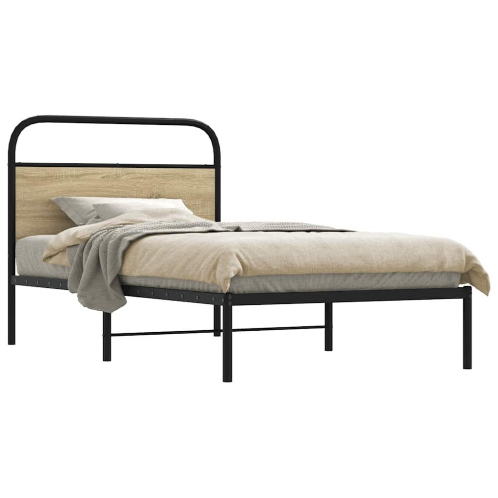 vidaXL Sängram utan madrass sonoma-ek 100x200 cm konstruerad trä